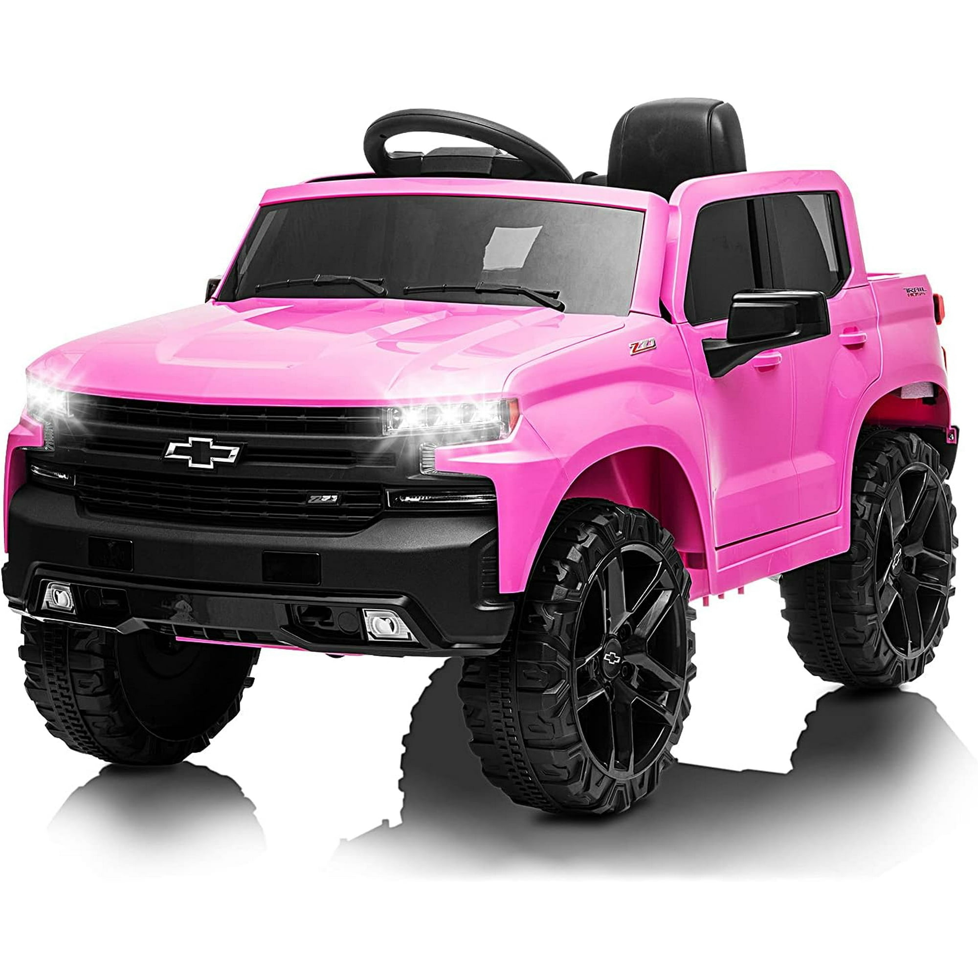 Kids Ride on Vehicle with Remote Control for 3-8 Years Toys,12V Licensed Chevrolet Silverado GMC Powered Wheels Electric Car, MP3 Music,FM Radio, Spring Suspension, LED Light,Pink