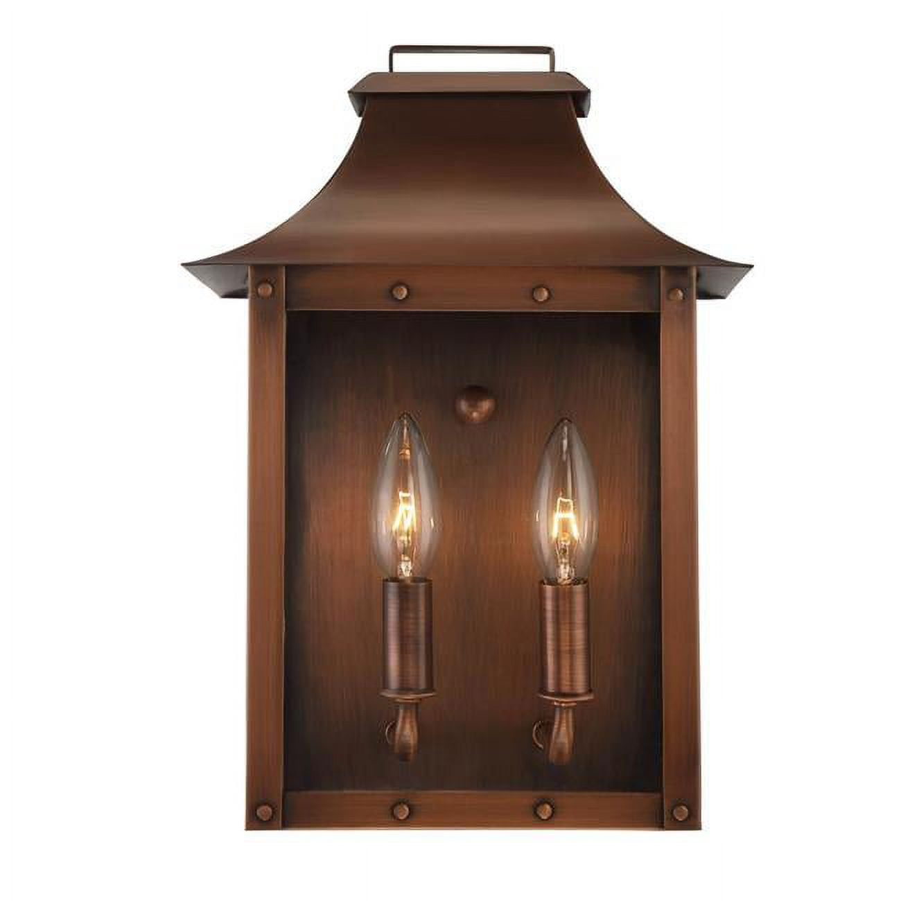 13.5 x 9.25 x 9.25 in. Manchester 2-Light Copper Patina Pocket Wall Light