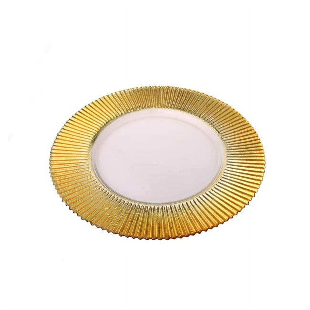 13 in. Glass Chargers with Gold Border, Set of 4