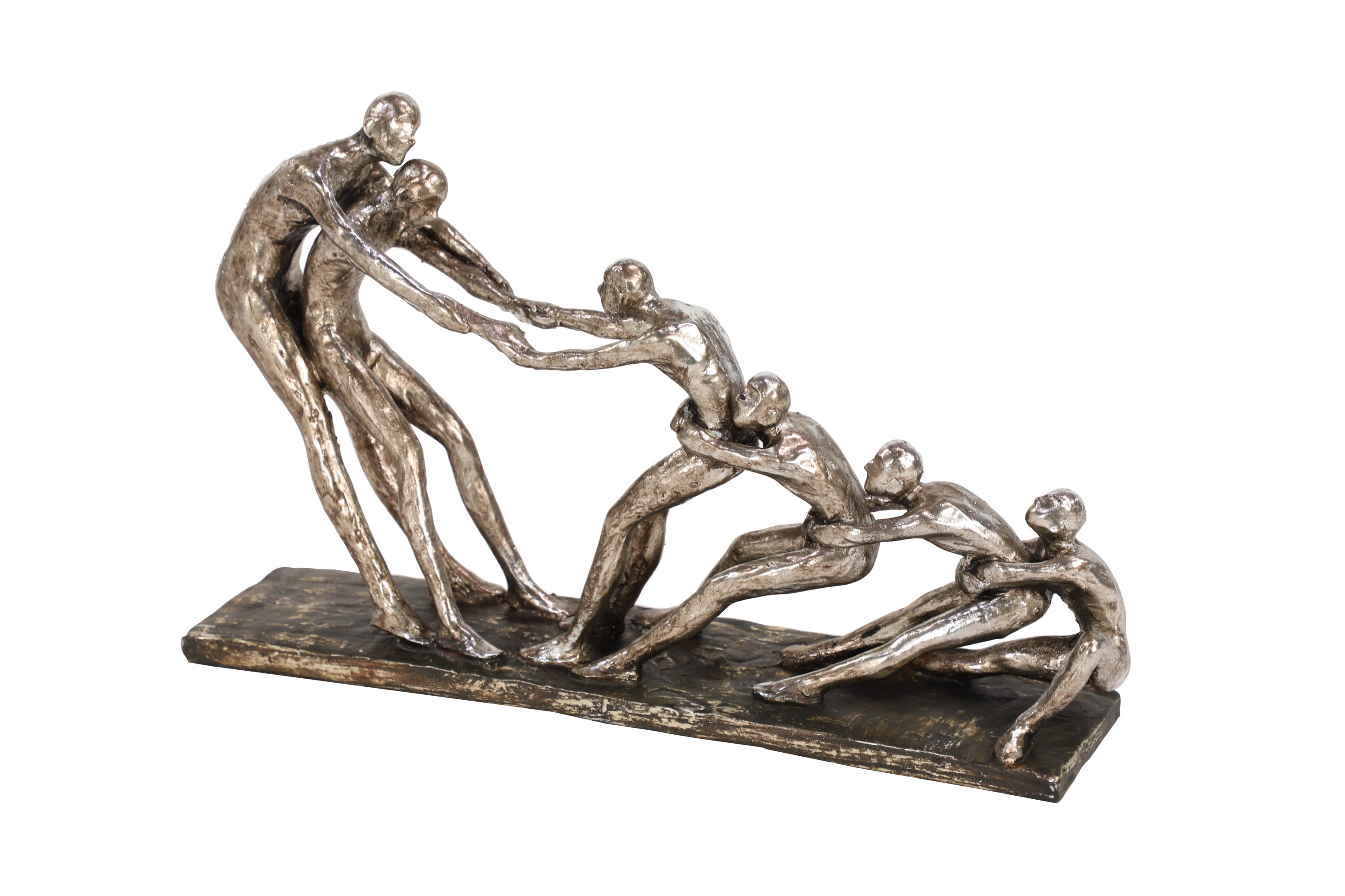 13" x 8" Silver Polystone People Sculpture, by DecMode