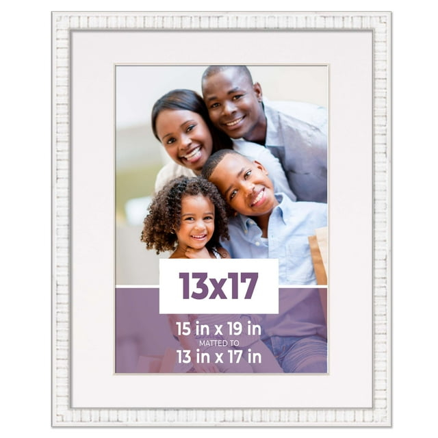 13x17 Frame White With White Picture Mat For 13x17 Photo - White 15x19 Frame To Display Print or