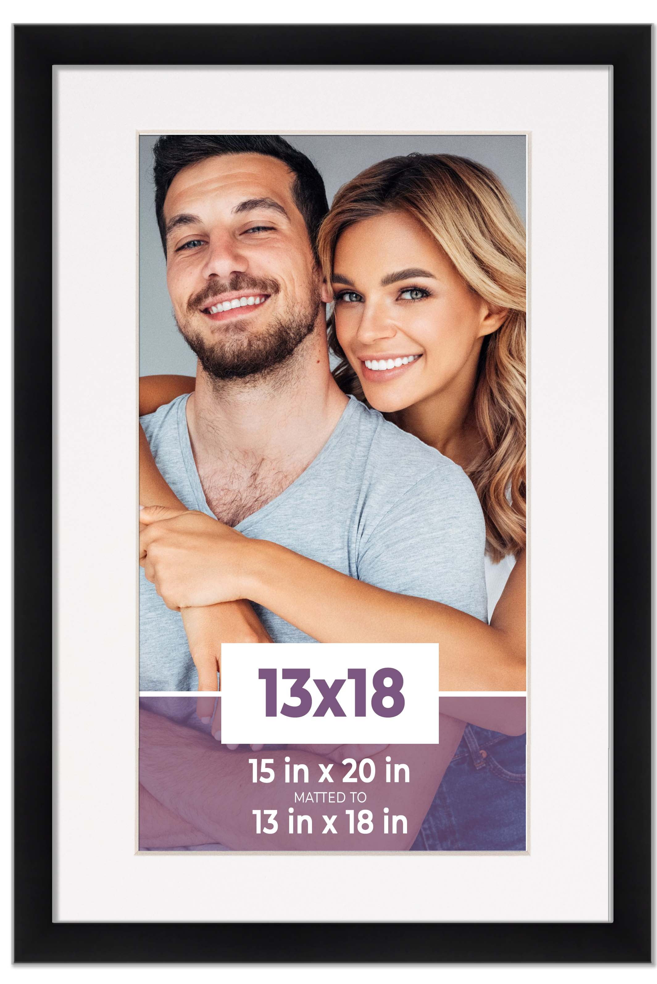 13x18 Frame Black With White Picture Mat For 13x18 Photo - Black 15x20 Frame To Display Print or