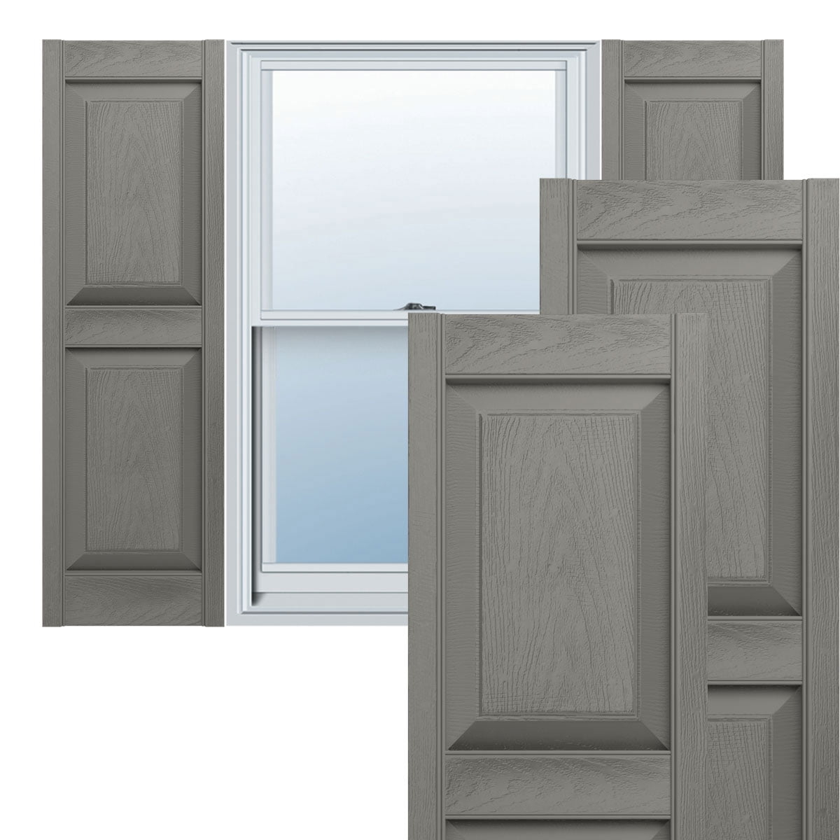 14 1/2"W x 37"H Lifetime Vinyl, TailorMade Two Equal Panels, Raised Panel Shutters, Clay