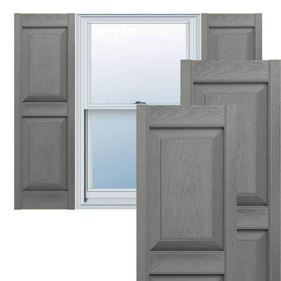 14 1/2"W x 37"H Lifetime Vinyl, TailorMade Two Equal Panels, Raised Panel Shutters, Clay