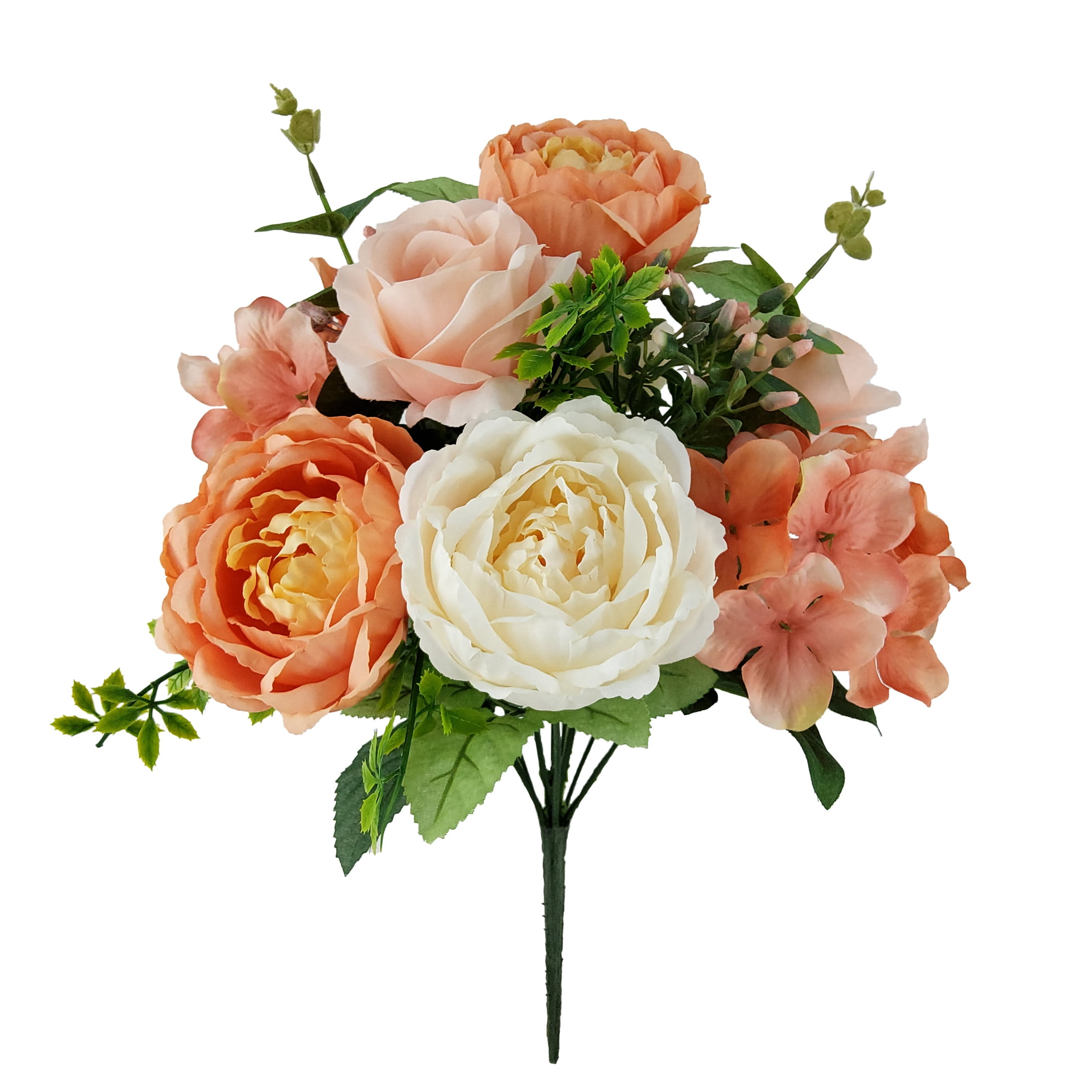 14.5" Coral Hydrangea & Rose Mix Deluxe Bush by Ashland® - Spring Floral and Greenery