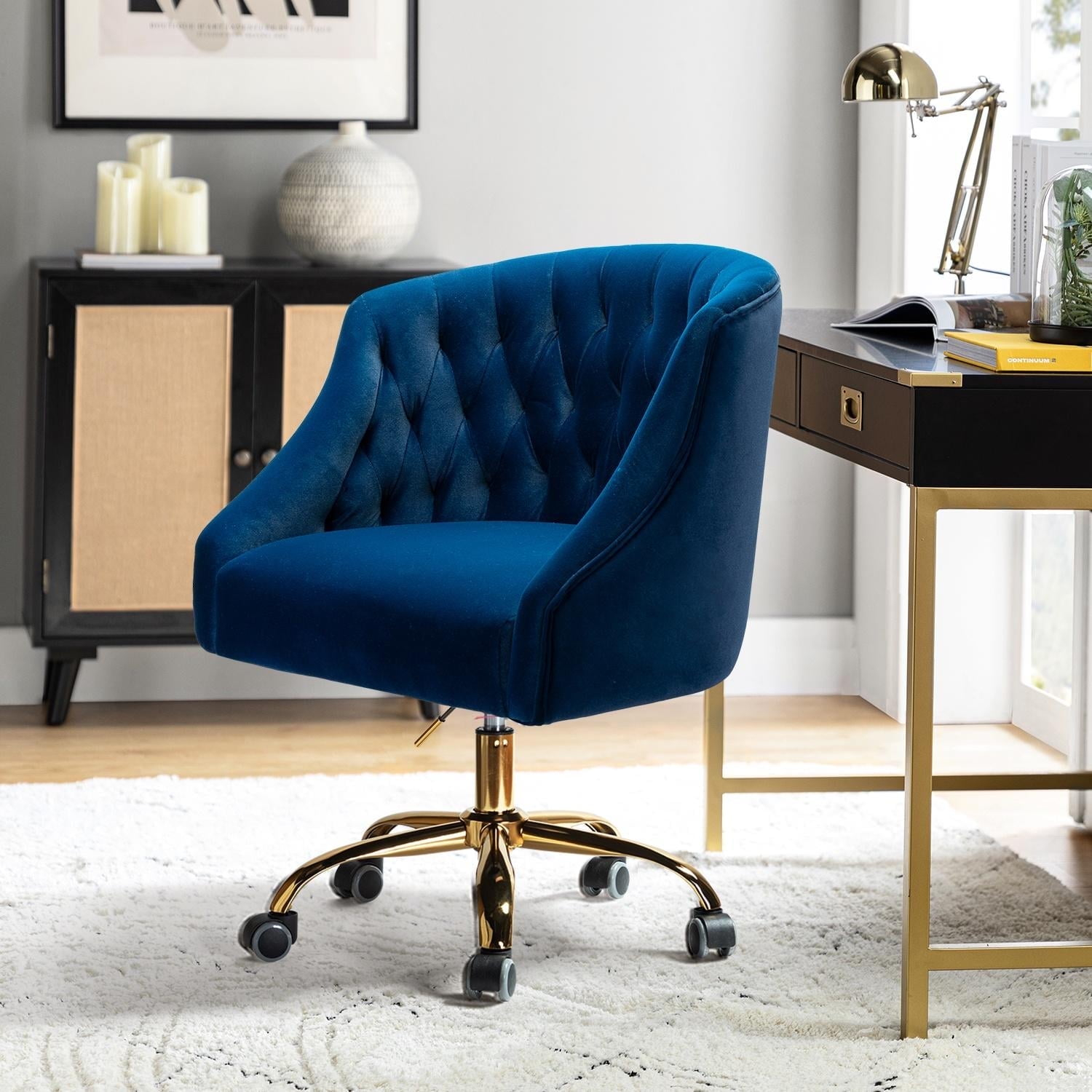 14 Karat Home Lydia Manager's Chair with Swivel, Navy