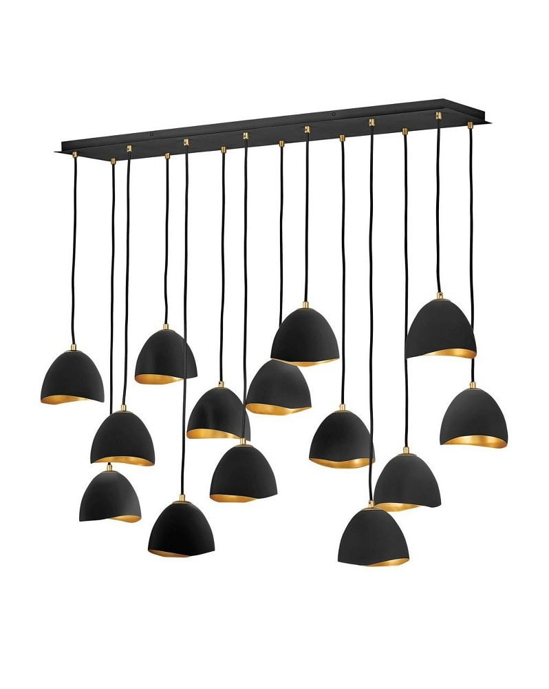 14 Light Linear Chandelier In Modern-Glam Style 48.5 Inches Wide By 46 Inches High-Shell Black Finish Hinkley Lighting 35909Shb