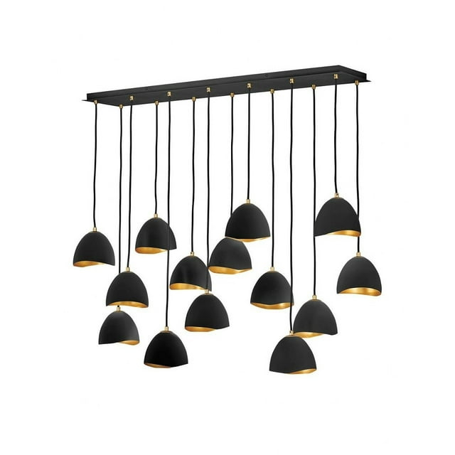 14 Light Linear Chandelier In Modern-Glam Style 48.5 Inches Wide By 46 Inches High-Shell Black Finish Hinkley Lighting 35909Shb
