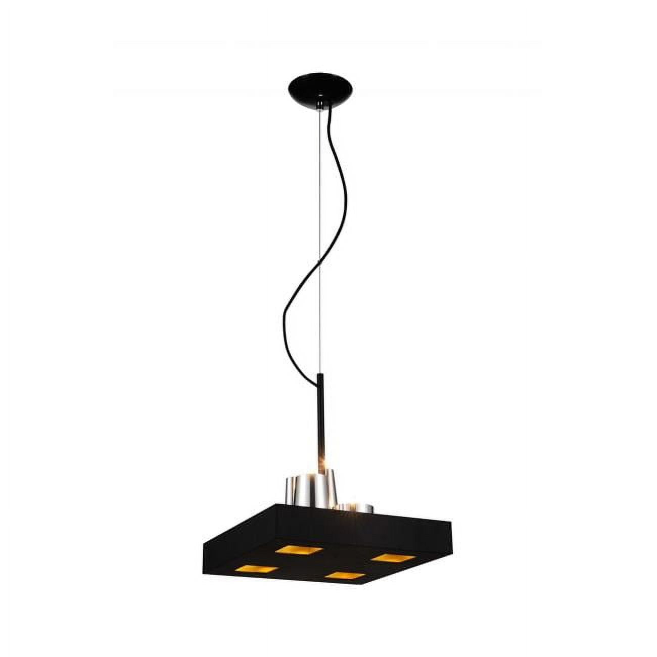 14" X 14" X 59" Black Stainless Steel Pendant Lamp