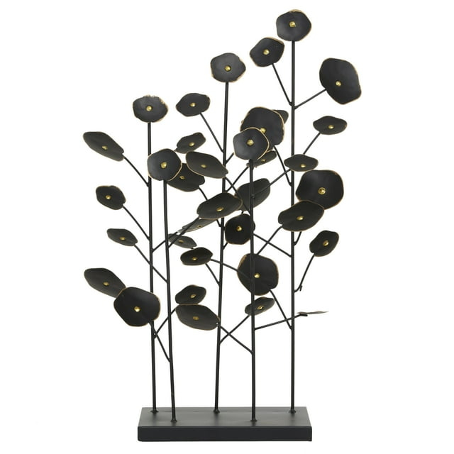 14" x 21" Black Metal Leaf Sculpture, by DecMode