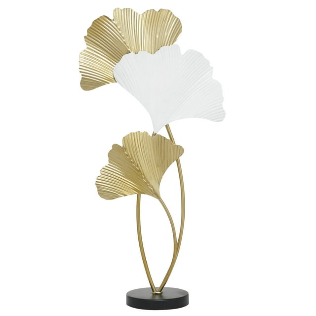 14" x 24" White Metal Leaf Sculpture, by DecMode