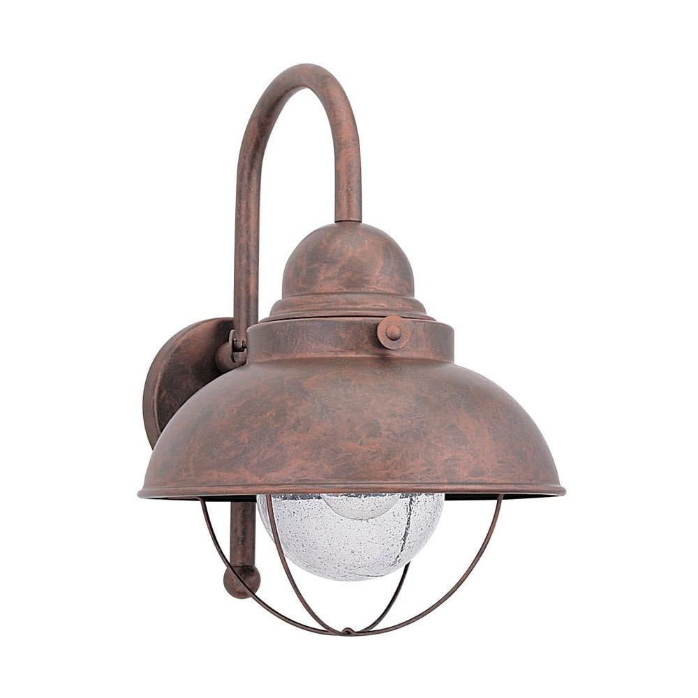 15.75 inch 9.3W 1 Led Large Outdoor Wall Lantern-Weathered Copper Finish-Incandescent Lamping Type Bailey Street Home 73-Bel-608788
