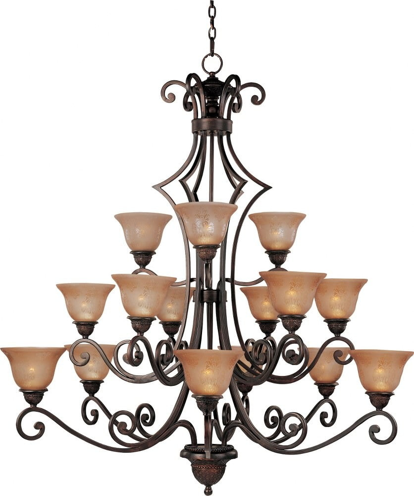 -15 Light 3-Tier Chandelier In Mediterranean Style-49 Inches Wide By 51 Inches High Maxim Lighting 11239Saoi