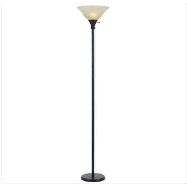 Cal Lighting 150W 3Way Torchiere W/ Glass Shd - Dark Bronze