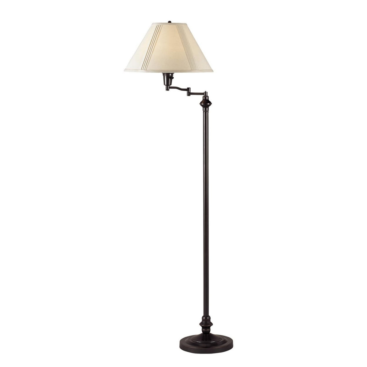 150 Watt Metal Floor Lamp with Swing Arm and Fabric Conical Shade, Black- Saltoro Sherpi