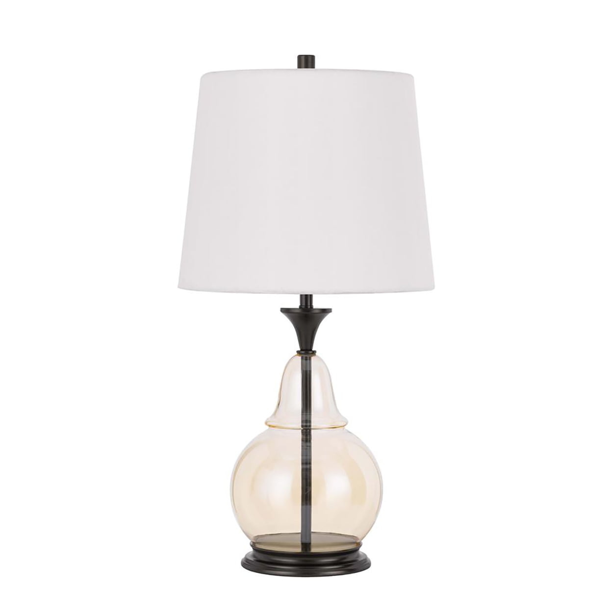 Cal Lighting 150W 3 way Kittery glass table lamp with hardback fabric shade