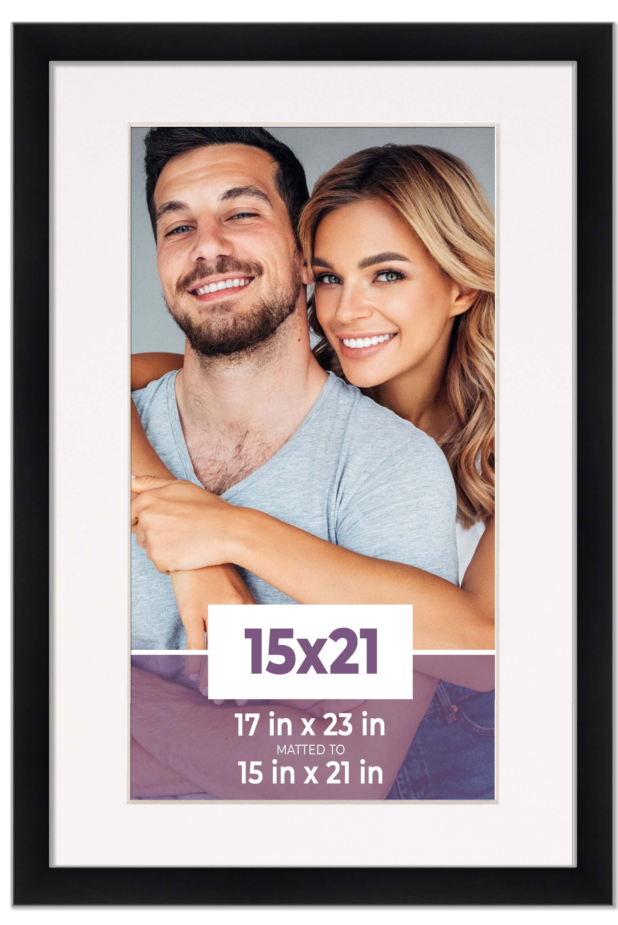 15x21 Frame Black With White Picture Mat For 15x21 Photo - Black 17x23 Frame To Display Print or