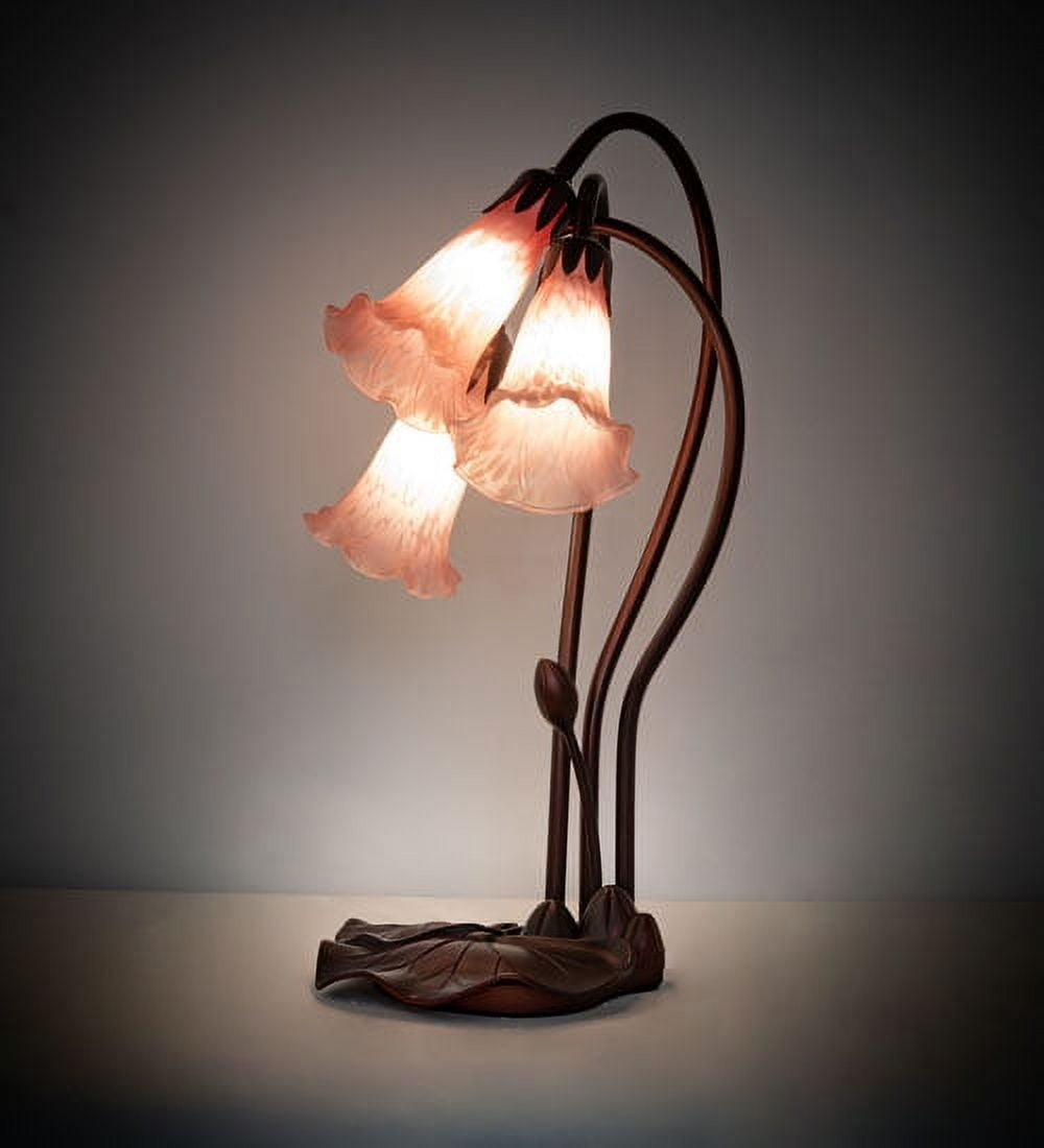 Meyda Tiffany 14728 Stained Glass / Tiffany Desk Lamp From The Lilies Collection - Pink