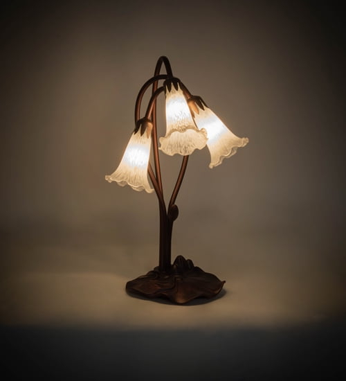 Meyda Lighting 16" High White Tiffany Pond Lily 3 LT Accent Lamp