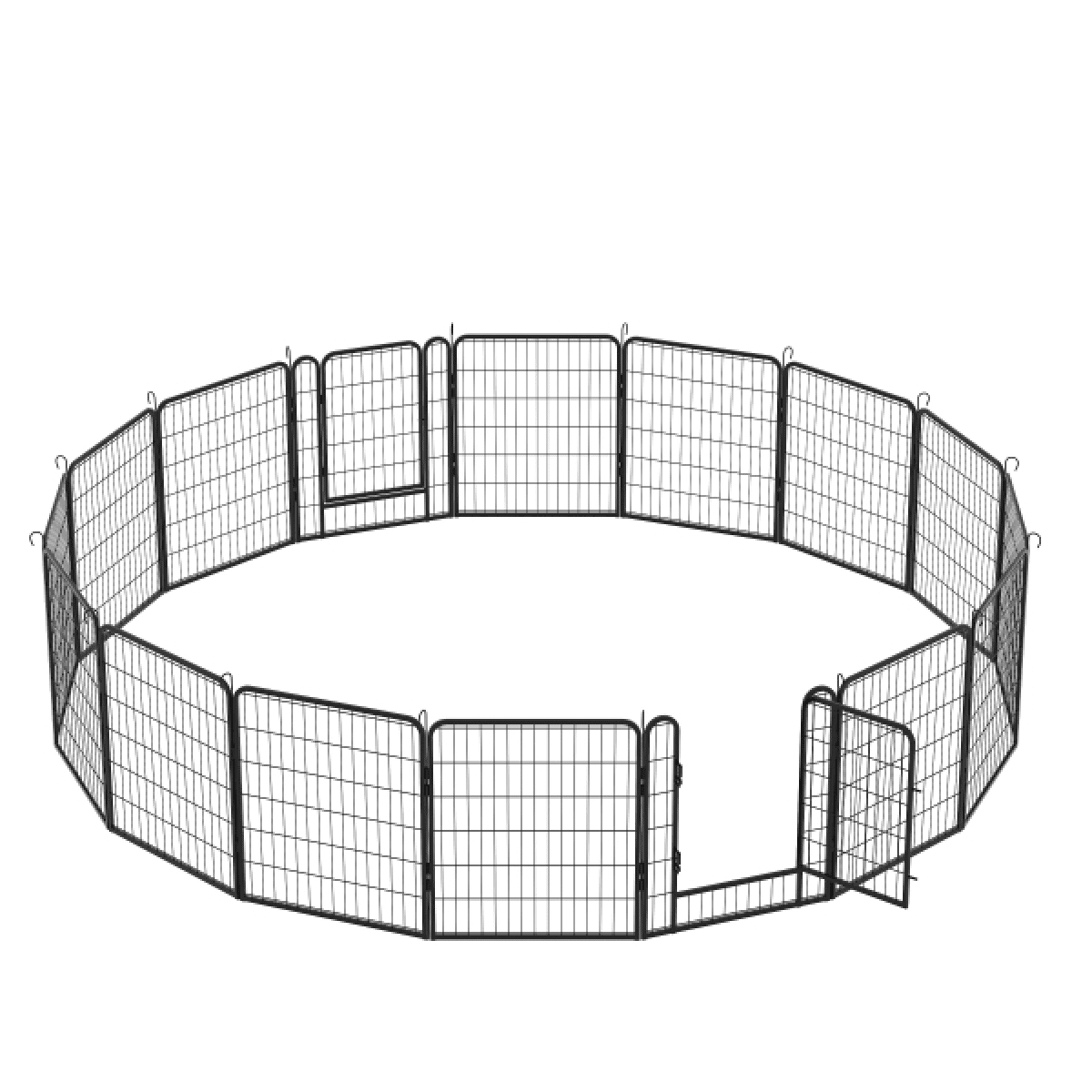 16 Panels Pet Exercise Play Pen with Door,31.7"H,Heavy Duty Metal black Playpen,Dog Playpen for Outdoor, Indoor