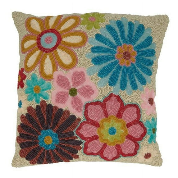 Saro Rosamund Collection Floral Cotton Throw Pillow