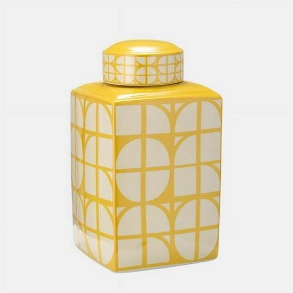 Sagebrook Home Chic Geometric Jar – Elegant Ceramic Container for Home