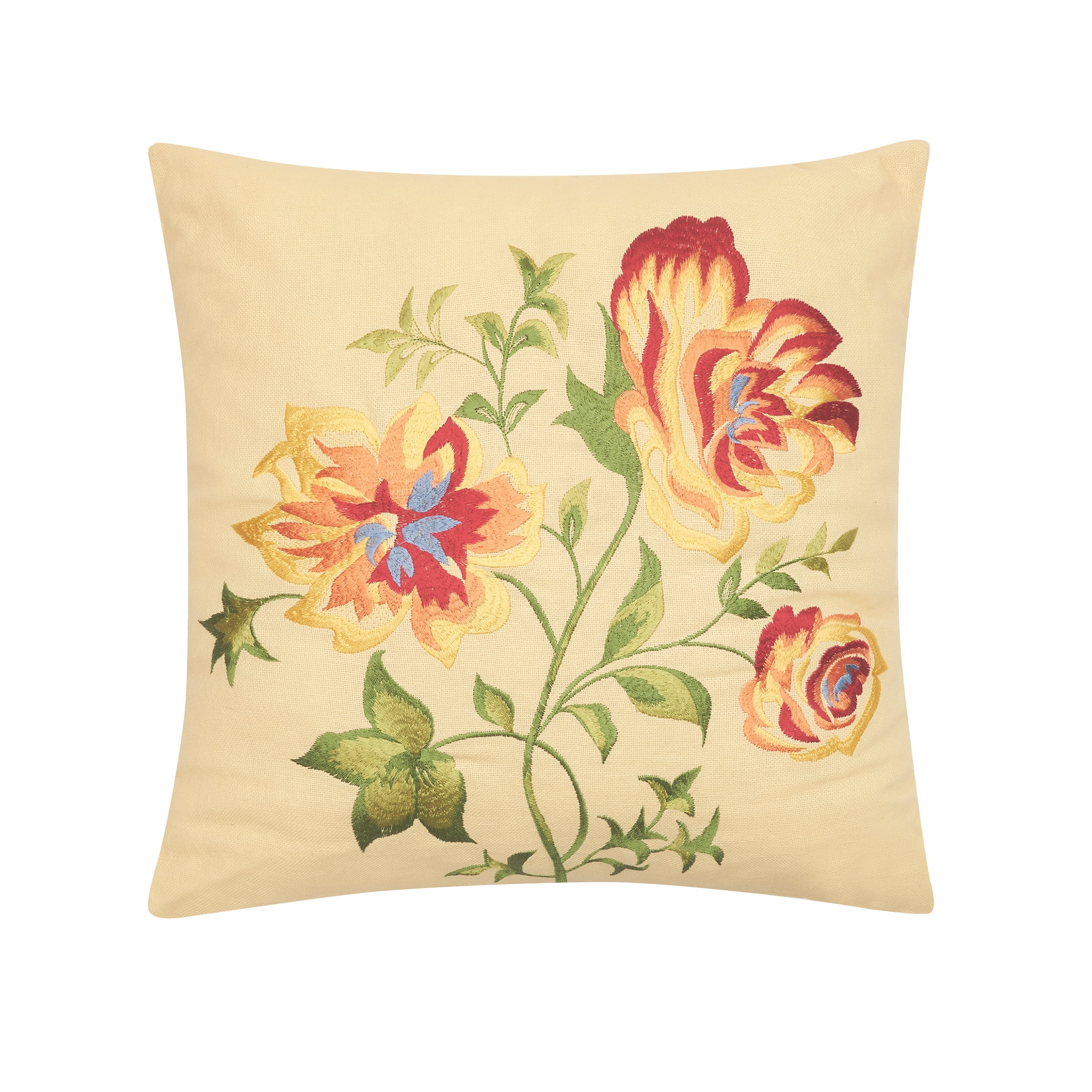 C&F Home 16" x 16" Priscilla Yellow Floral Embroidered Pillow