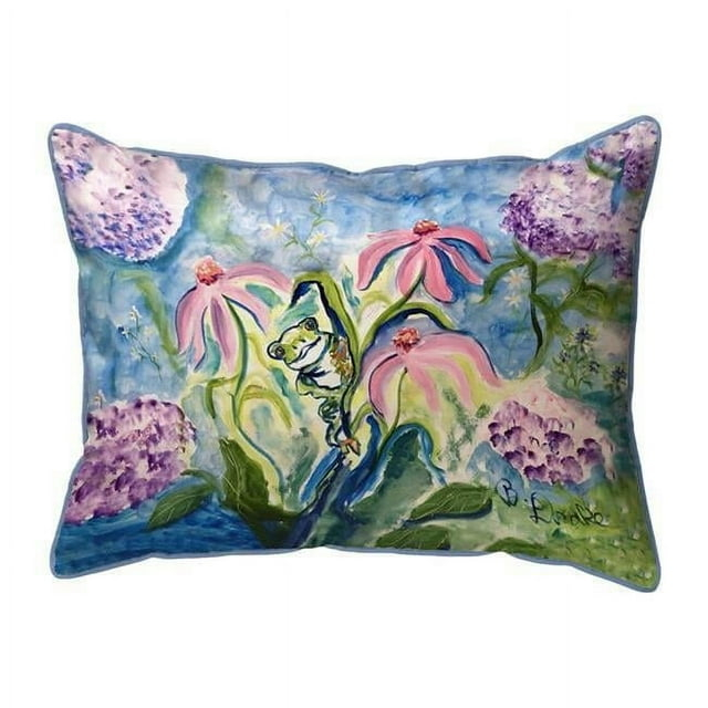 Betsy Drake Interiors NC1424 16 x 20 in. Frog & Pink Flowers No Cord Pillow