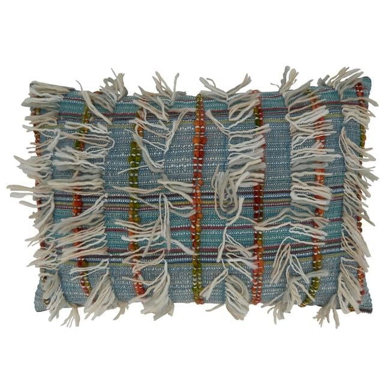 Saro Lifestyle Shaggy Striped Throw Pillow With Down Filling, Multi, 16" x 24"