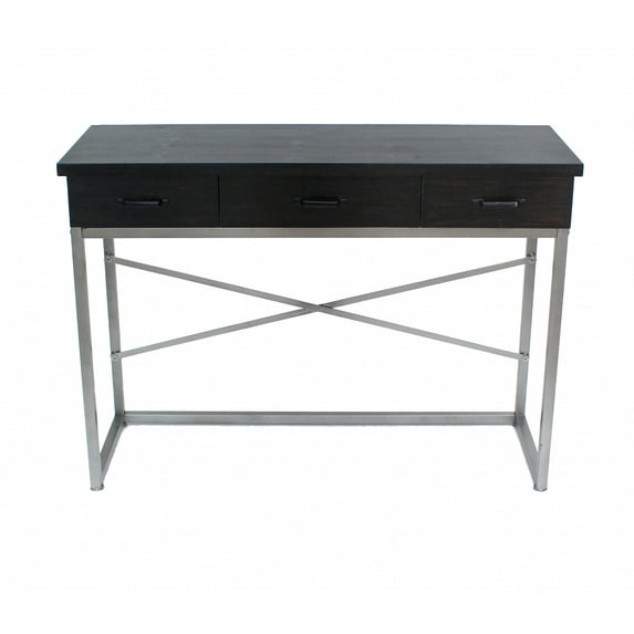 16" x 45" x 32" Charcoal 3 Drawer  Console Table