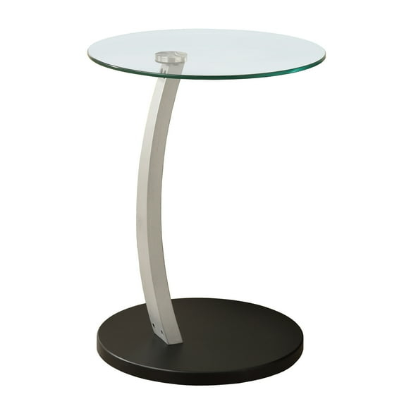 17.75" x 17.75" x 24" BlackSilver Particle Board Tempered Glass Accent Table