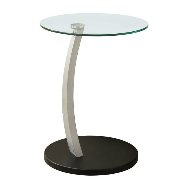 17.75" x 17.75" x 24" BlackSilver Particle Board Tempered Glass Accent Table