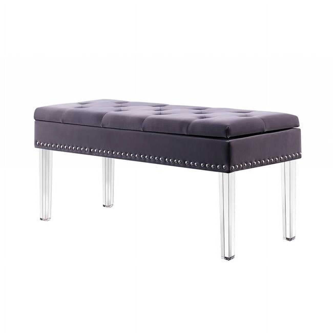 Contemporary Chic Purple Gray and Clear Acrylic Storage Bench