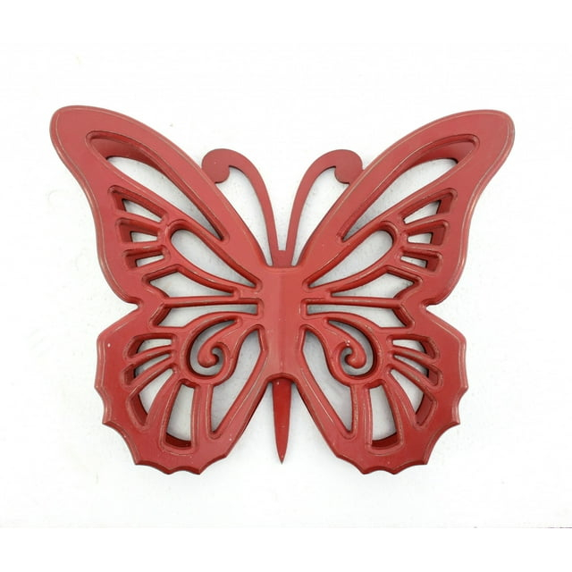 18.5" x 23" x 4" Red Rustic Butterfly Wooden  Wall Decor