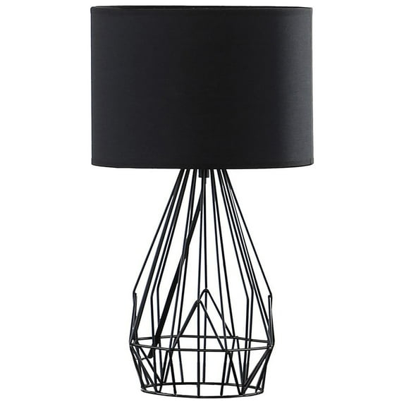 18 in. Asymmetric Cage Metal Table Lamp, Black