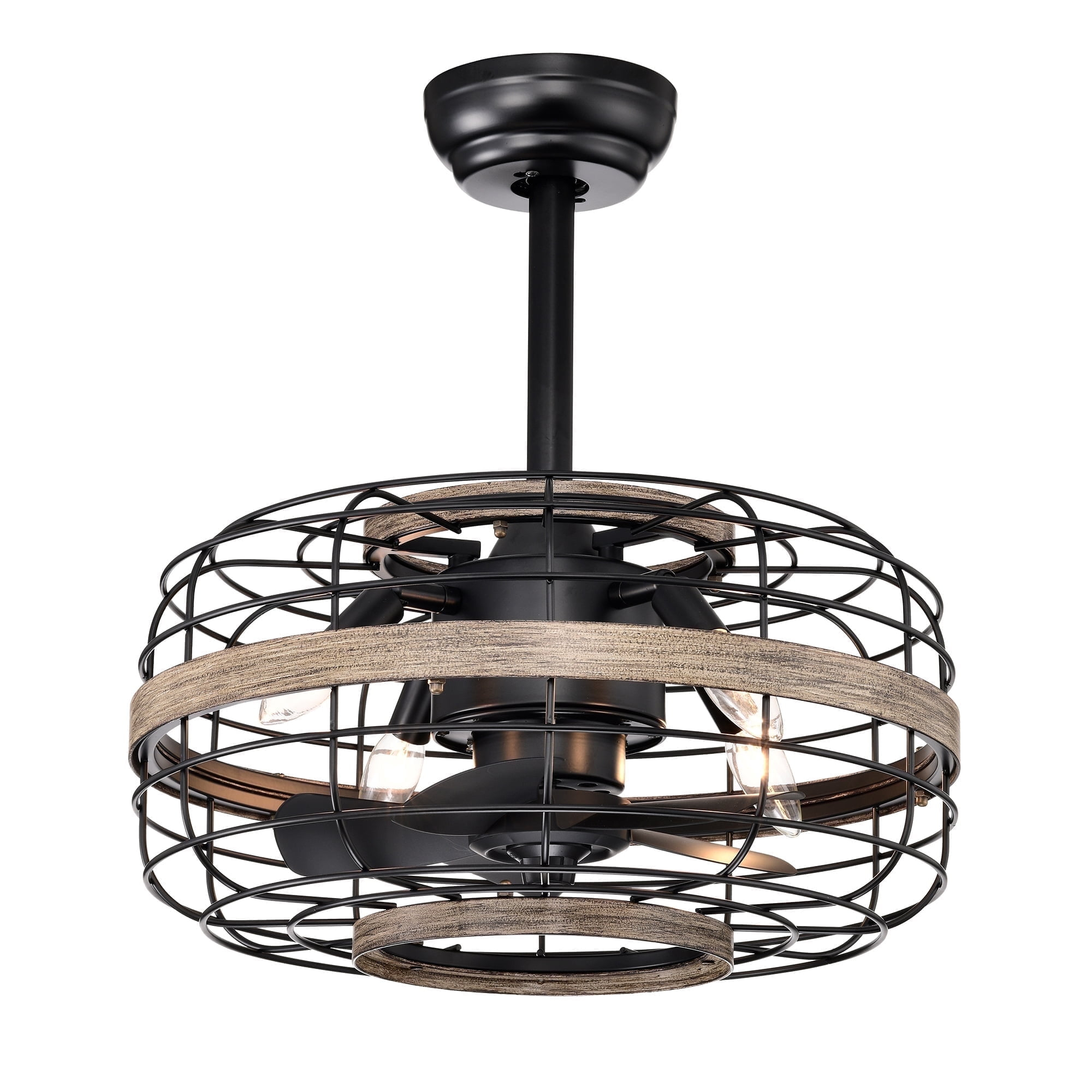 18-Inch Matte Black Contemporary LED Ceiling Fan with Downrod Mount and Remote Control