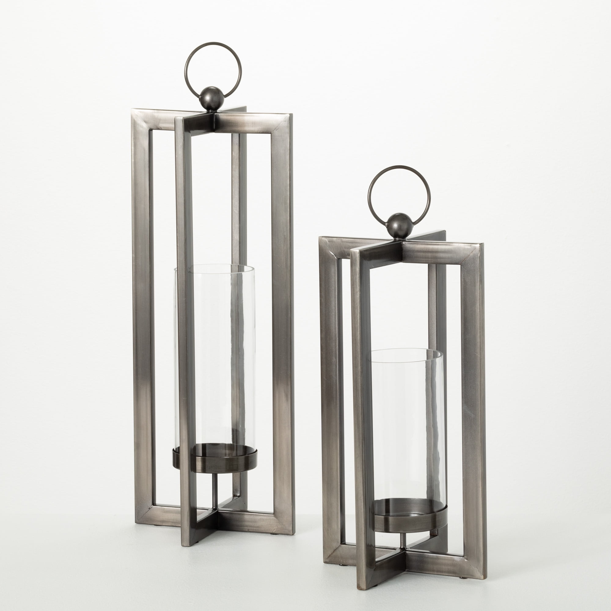 18"H and 23.5"H Sullivans Modern Industrial Lantern - Set of 2, Black