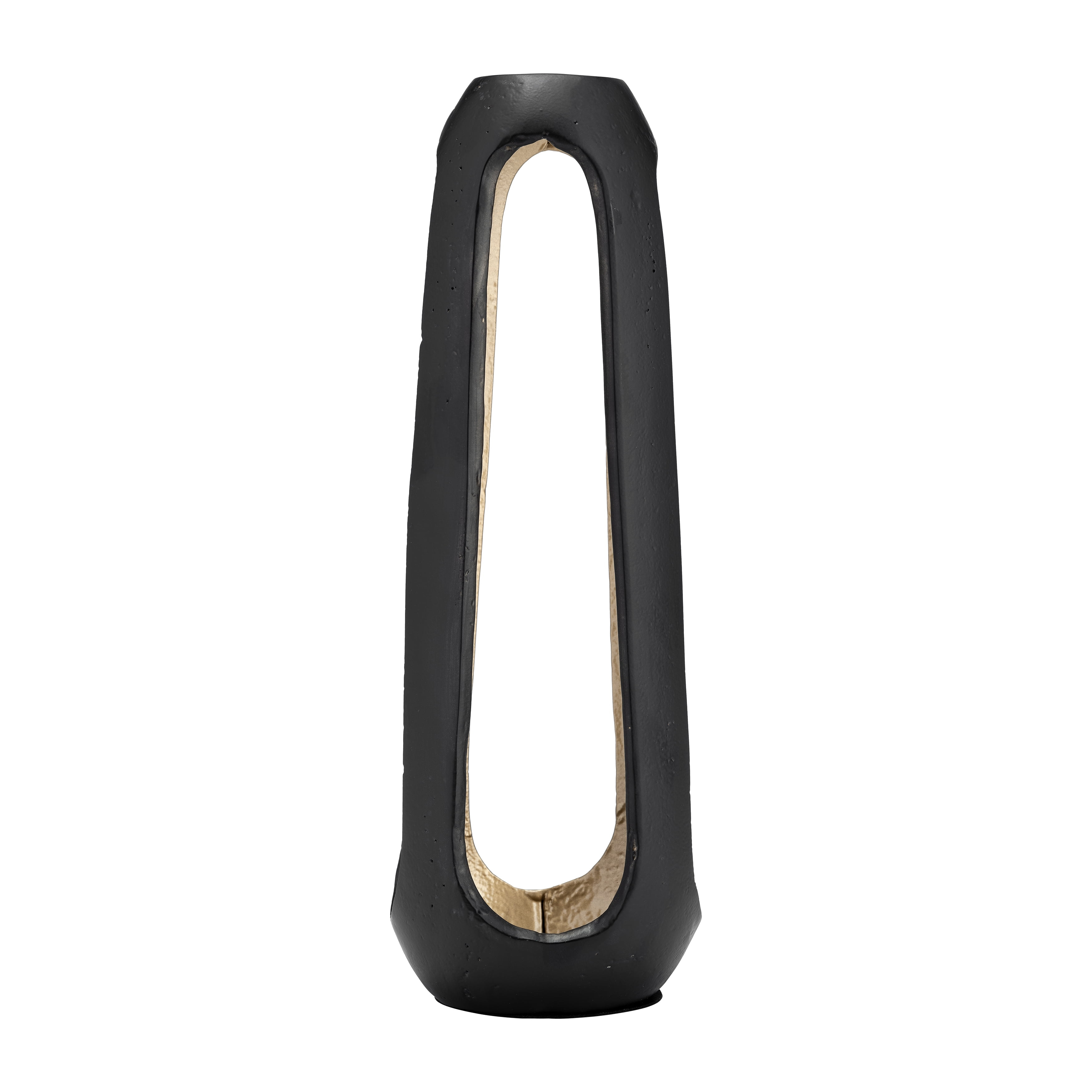 18"Hx6" Dimeter, Metal Open Vase, Matte Black Finish, Decorative Vase made with Aluminum, Brings Modern Rustic Design into Your Home, Table Centerpiece