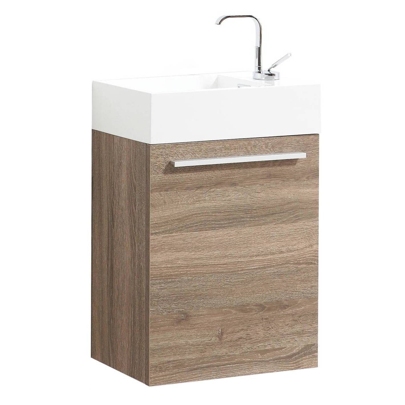 18 Inch Vanity with Acrylic Sink - Cart Oak