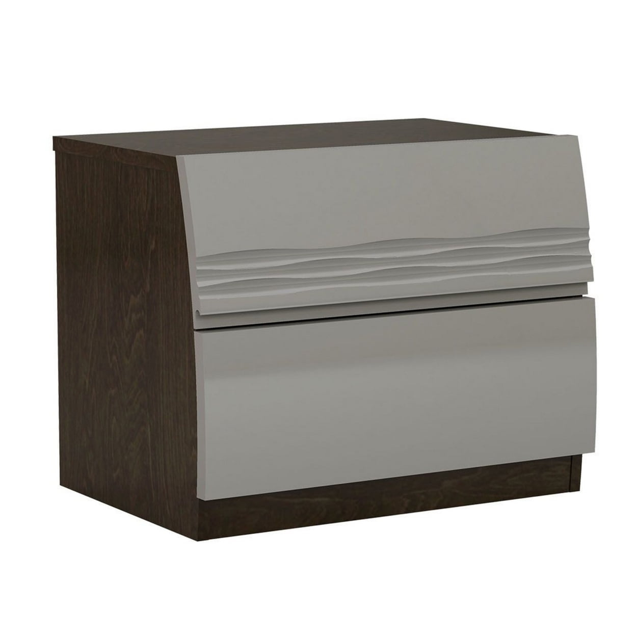 18 in. Dual Tone Wooden Nightstand with 2 Drawers, Light Gray & Brown