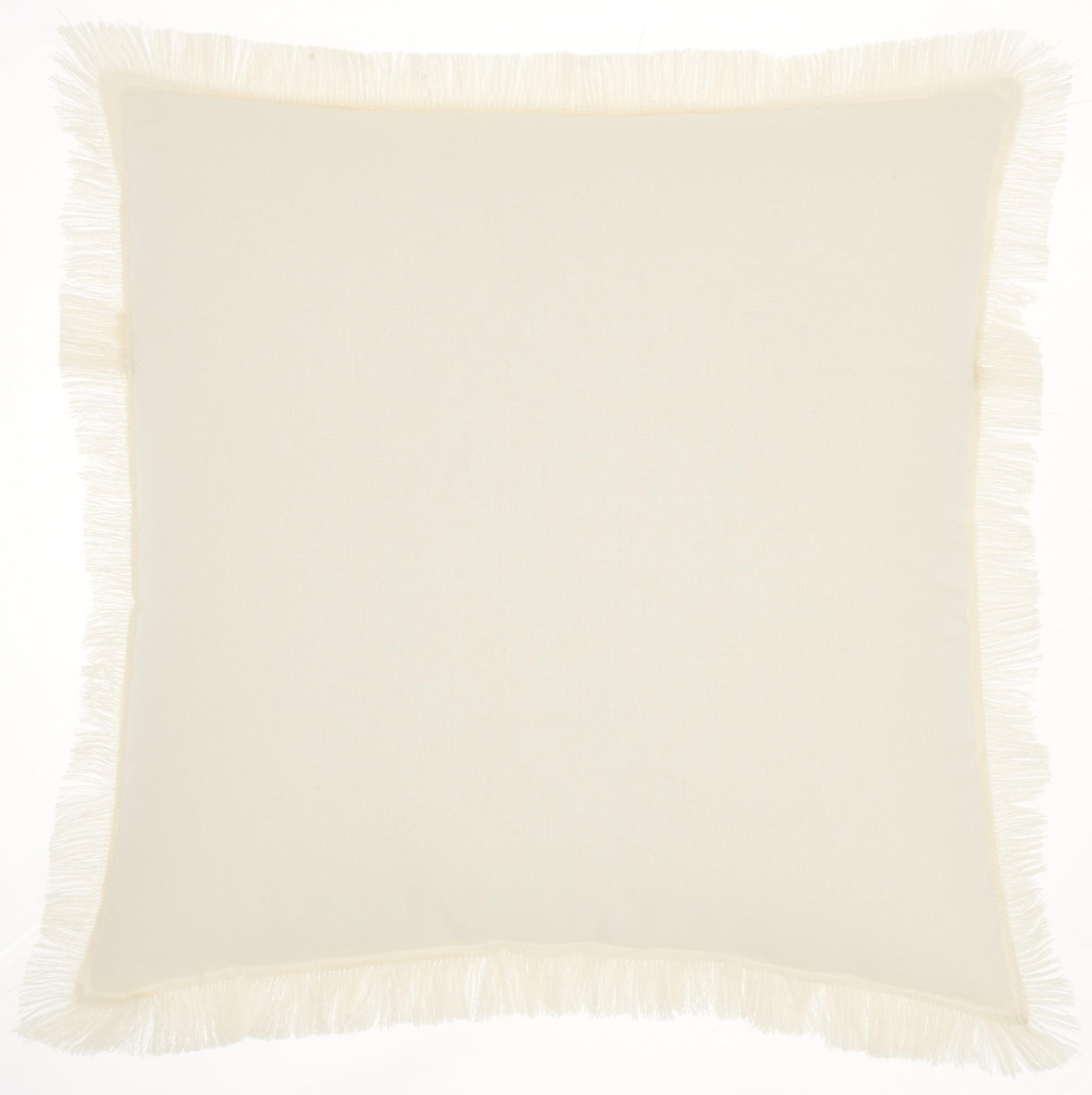 Mina Victory Life Styles 18" Cotton Fringed Edges Solid Throw Pillow in Ivory