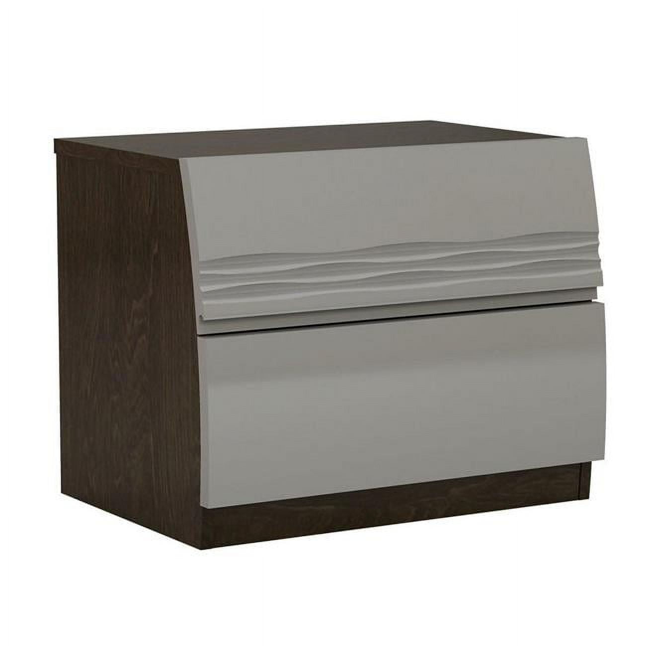 18 in. Dual Tone Wooden Nightstand with 2 Drawers, Light Gray & Brown