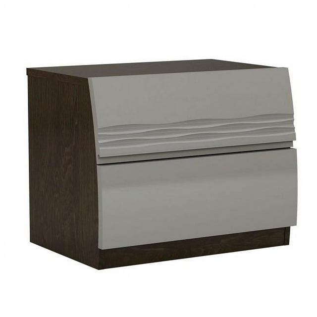 18 in. Dual Tone Wooden Nightstand with 2 Drawers, Light Gray & Brown