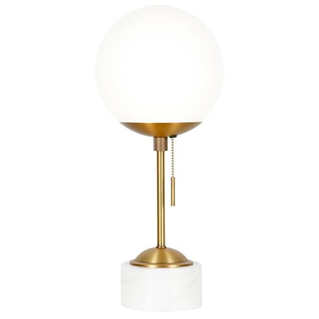 Henn&Hart 8" Brass/White Marble Marble/Metal/Glass Table Lamp