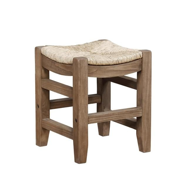 Alaterre Furniture Newport 18"H Wood Stool with Rush Seat