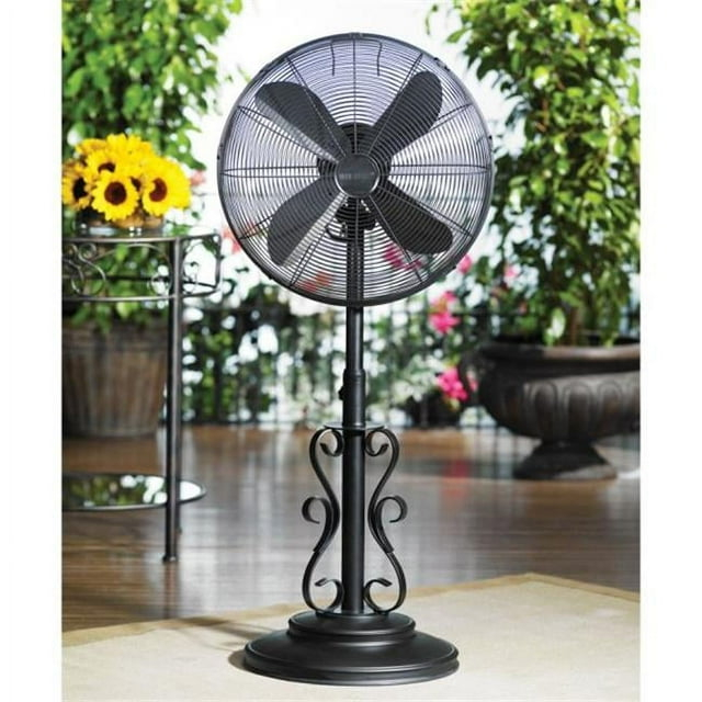 DecoBREEZE Adjustable Height Oscillating Outdoor Pedestal Fan, 18-Inch, Ebony