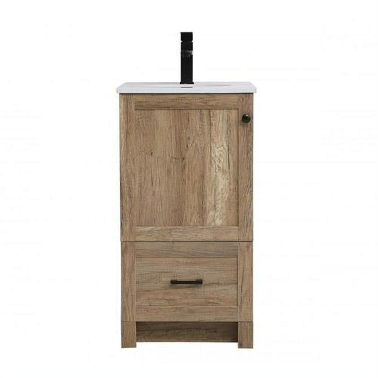 18 in. Single Bathroom Vanity, Natural Oak