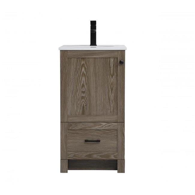 18 in. Single Bathroom Vanity, Weathered Oak
