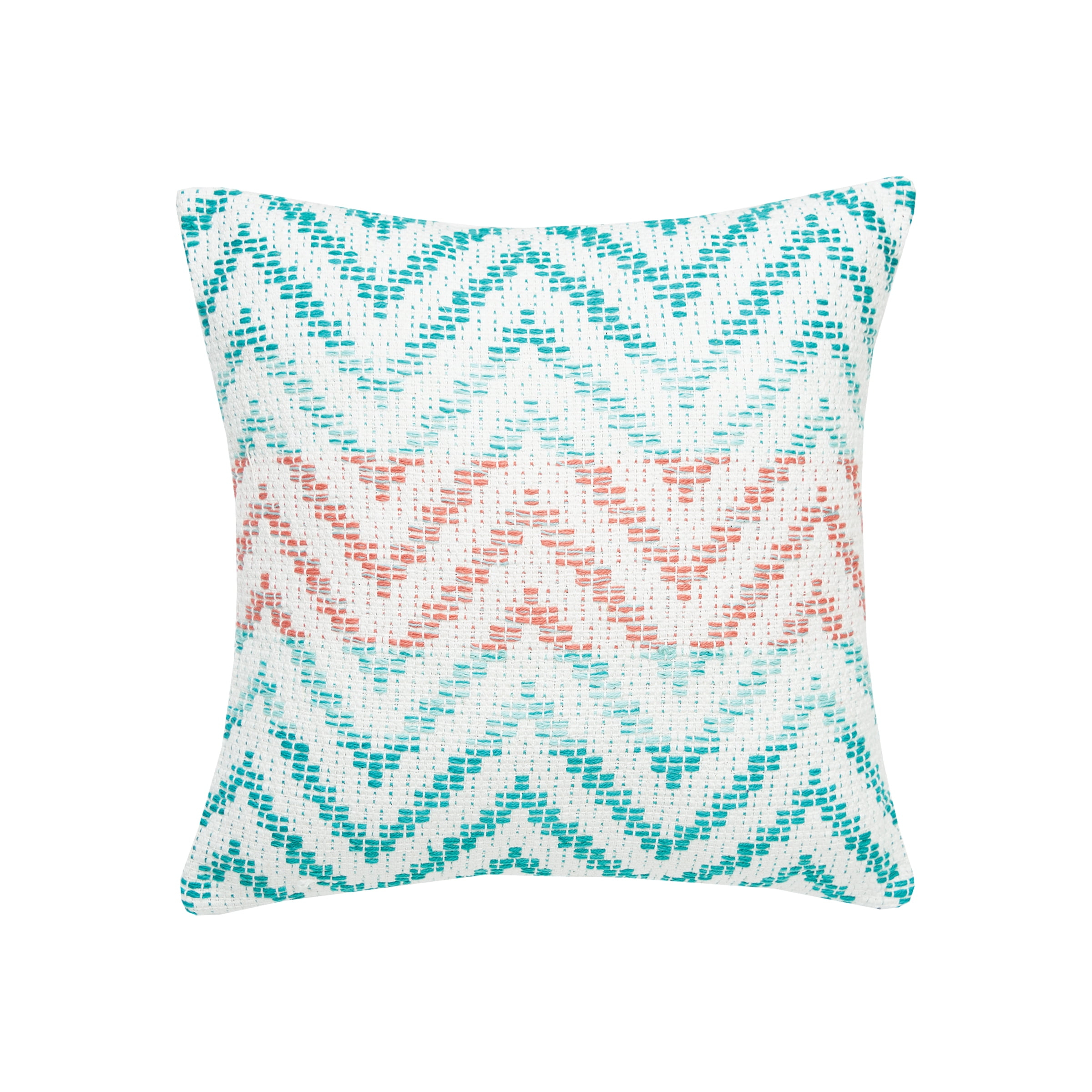 Chevron Coral and Green Throw Pillow