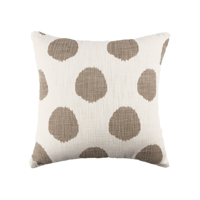 18" x 18" Polka Dot White & Dune Tan Cotton Decor Accent Throw Pillow